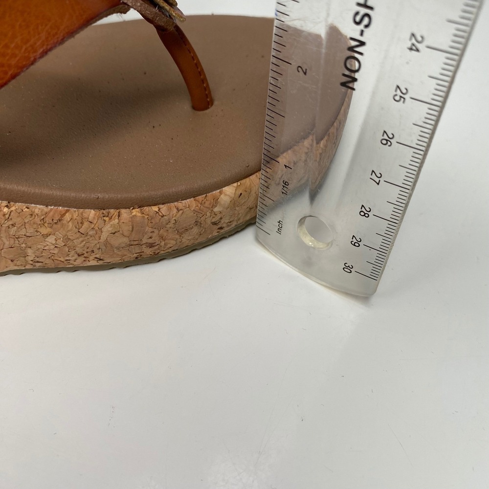 Skechers Cali Rare Blossom Wedge Sandals Brown Arch Fit Cork Flip Flops Size 8 - Picture 10 of 11